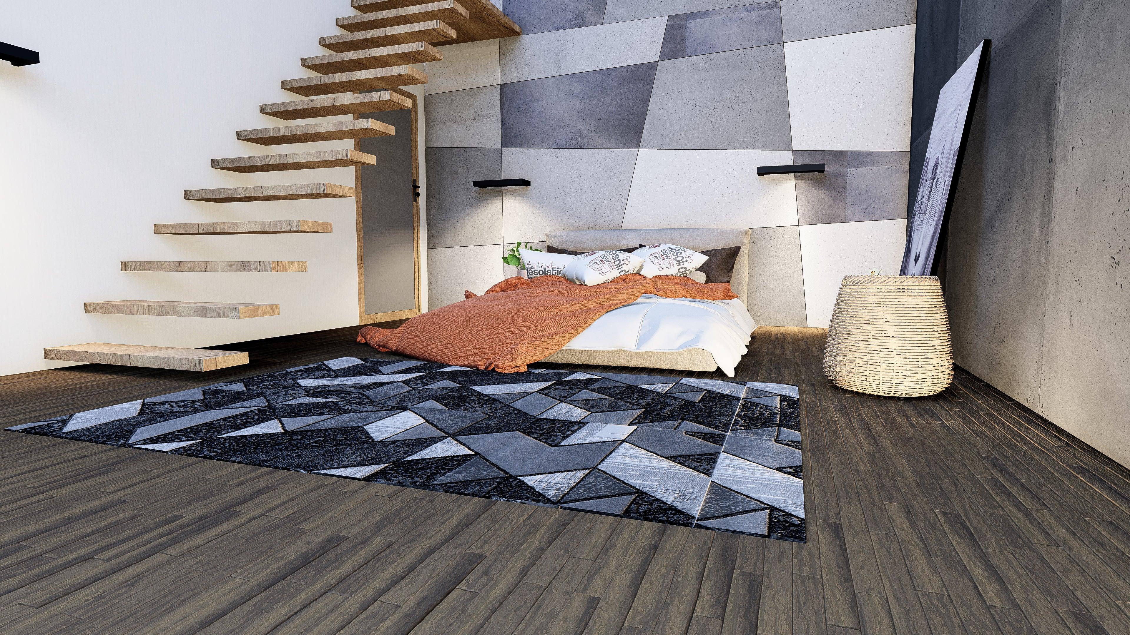 Covor Roma geometric, gri, dreptunghiular - CovorulPerfect