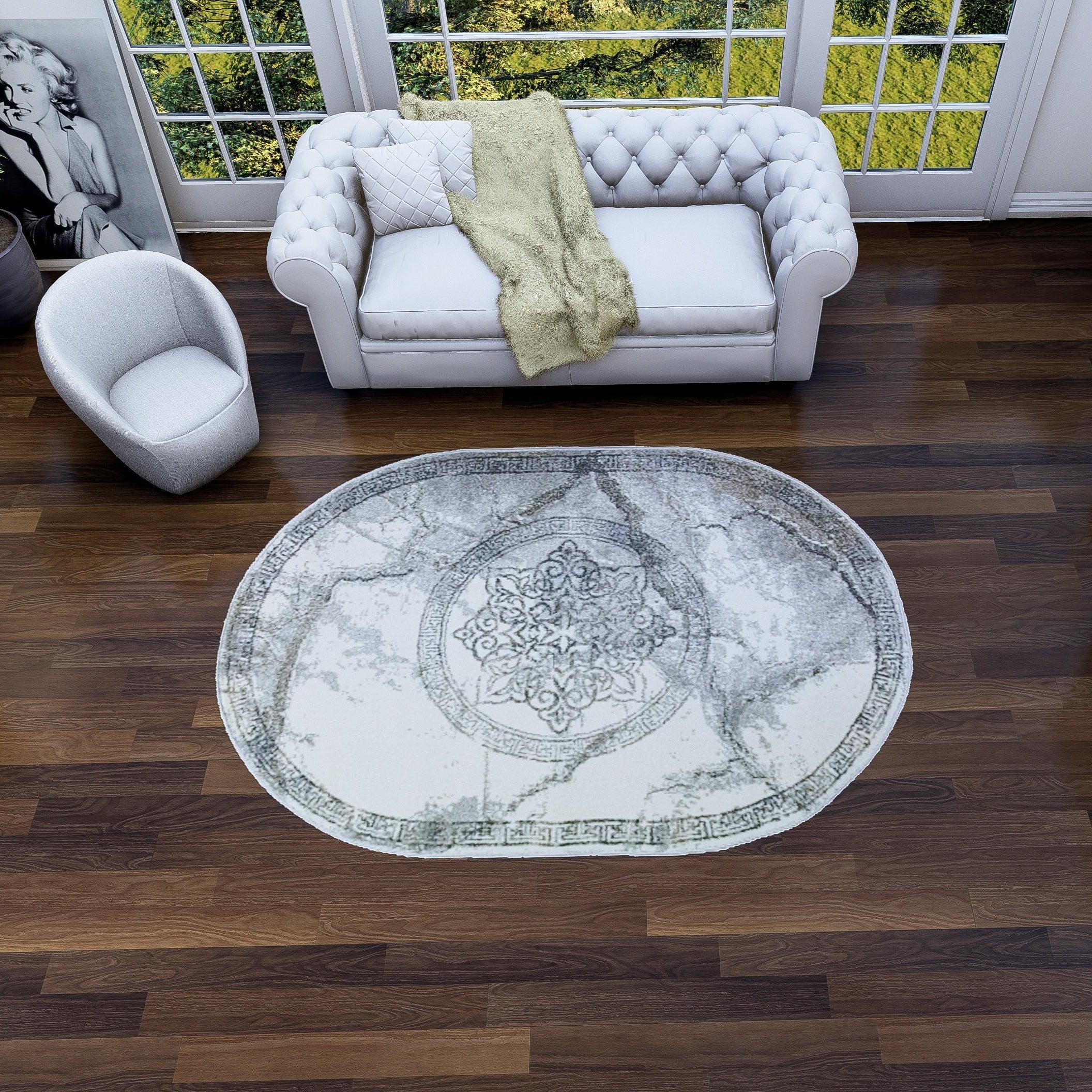 Covor Beenom, gri/alb, oval - CovorulPerfect