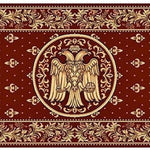 Covor Biserica cu vultur 077, oval, orizontal, rosu - CovorulPerfect