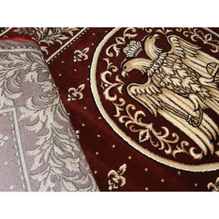 Covor Biserica cu vultur 077, oval, orizontal, rosu - CovorulPerfect