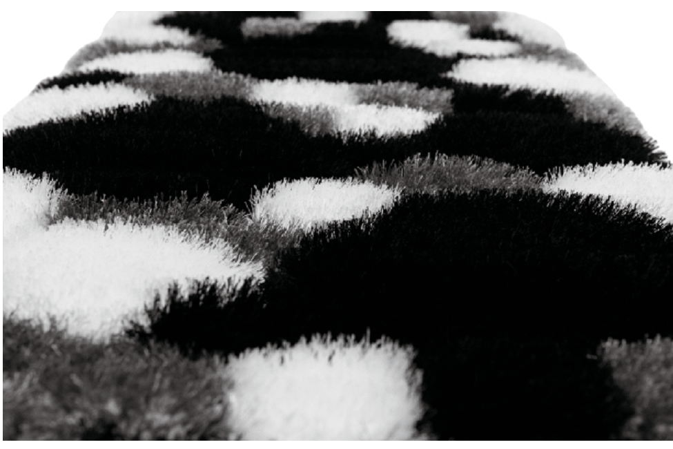 Covor modern, matase 3D, gri/negru - CovorulPerfect