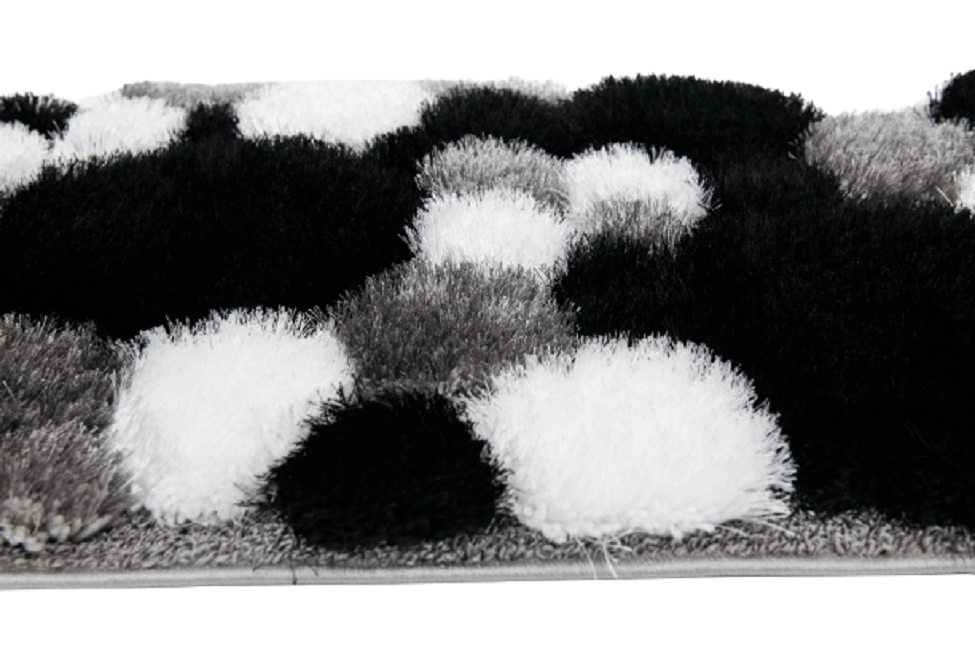 Covor modern, matase 3D, gri/negru - CovorulPerfect