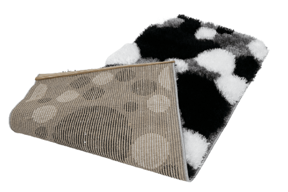 Covor modern, matase 3D, gri/negru - CovorulPerfect