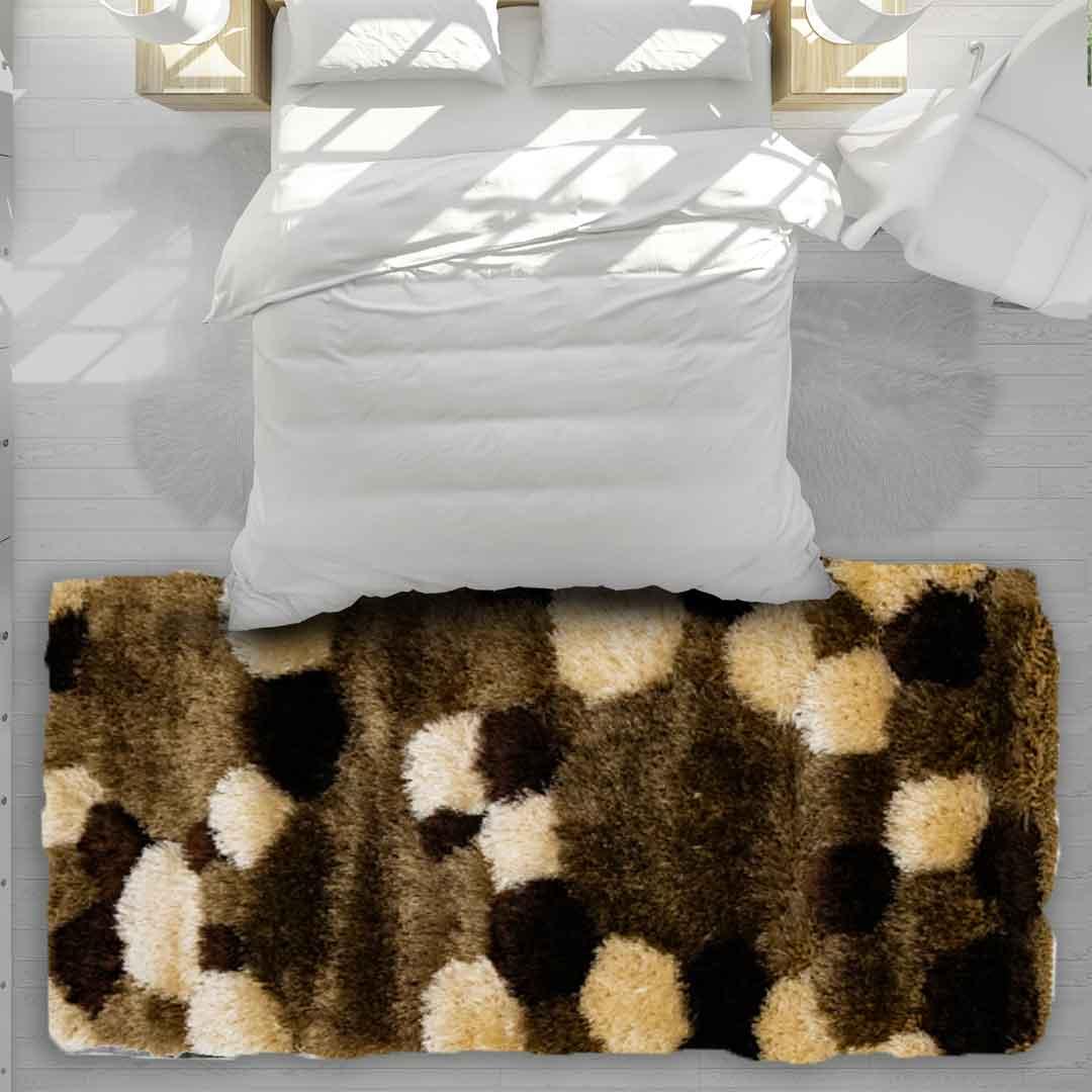 Covor modern, matase 3D, bej/maro - CovorulPerfect
