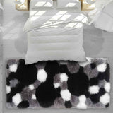 Covor modern, matase 3D, gri/negru - CovorulPerfect