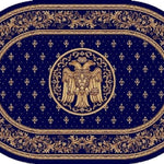 Covor Biserica cu vultur, oval orizontal 077, albastru - CovorulPerfect