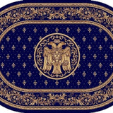 Covor Biserica cu vultur, oval orizontal 077, albastru - CovorulPerfect