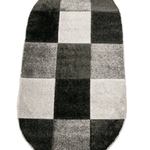 Covor Garden, model patrate, gri/negru, oval - CovorulPerfect