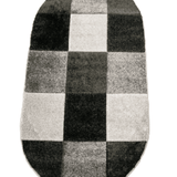Covor Garden, model patrate, gri/negru, oval - CovorulPerfect