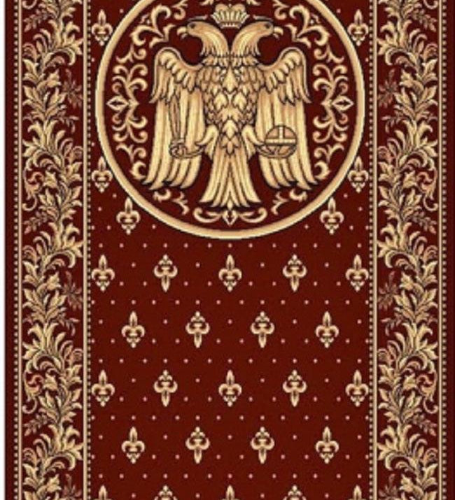 Traversa Biserica vultur, rosu, latime 60 cm (surfilata) - CovorulPerfect