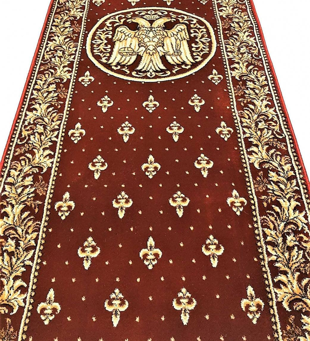 Traversa Biserica vultur, rosu, latime 60 cm (surfilata) - CovorulPerfect